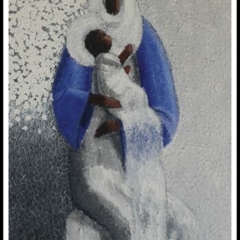 Painting titled "Motherly Love - Gro…" by Basil Cooray, Original Artwork, Acrylic Mounted on Wood Stretcher frame