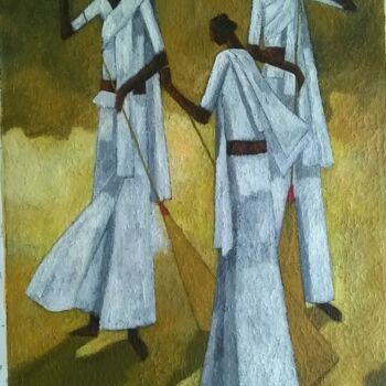 Painting titled "Sacred Grounds - Sw…" by Basil Cooray, Original Artwork, Oil Mounted on Wood Stretcher frame