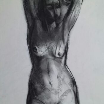 Painting titled "Solitude - Untouche…" by Basil Cooray, Original Artwork, Charcoal Mounted on Glass