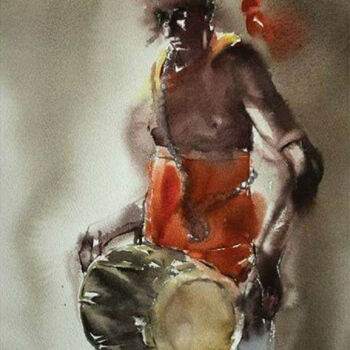 Malerei mit dem Titel "The Sound of Music…" von Basil Cooray, Original-Kunstwerk, Aquarell Auf Andere starre Platte montiert