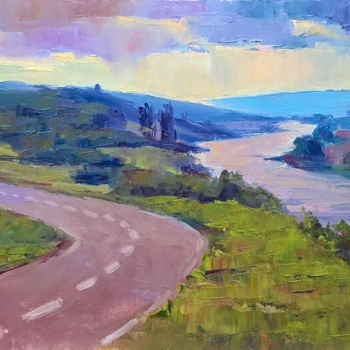 Painting titled "two rivers" by Basil Nikitin, Original Artwork, Oil