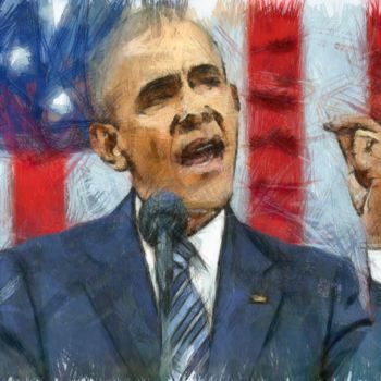 Dessin intitulée "obama-pencil.jpg" par Basilo Enesto, Œuvre d'art originale