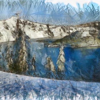 图画 标题为“lac en montagne pen…” 由Basilo Enesto, 原创艺术品