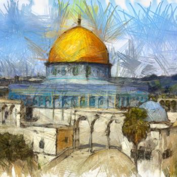 Dessin intitulée "jerusalem-pencil.jpg" par Basilo Enesto, Œuvre d'art originale