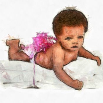 Dessin intitulée "cute-baby-pencil.jpg" par Basilo Enesto, Œuvre d'art originale
