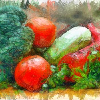 Drawing titled "fresh-vegetables-pe…" by Basilo Enesto, Original Artwork