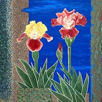 Digitale Kunst mit dem Titel "Bearded Irises Art…" von Fine Art Prints Fish Flowers Baslee Troutman, Original-Kunstwerk, And…