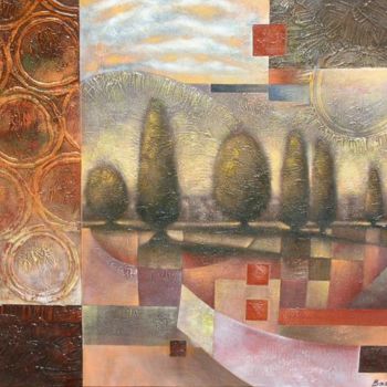 Painting titled "Abstract landscape" by Natalia Basova, Original Artwork
