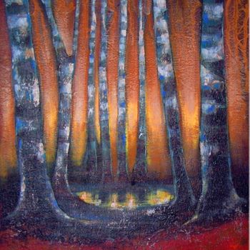 Painting titled "Birches" by Natalia Basova, Original Artwork