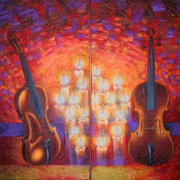 Painting titled "The magic violins" by Natalia Basova, Original Artwork