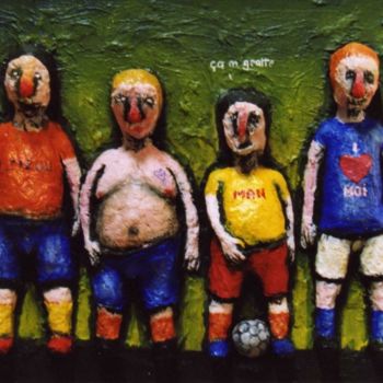 Scultura intitolato "Les footballeurs du…" da Burnel Philippe, Opera d'arte originale