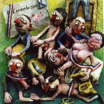 Scultura intitolato "Les élus s'éclatent." da Burnel Philippe, Opera d'arte originale