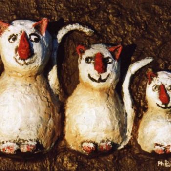 "Trois chats." başlıklı Heykel Burnel Philippe tarafından, Orijinal sanat