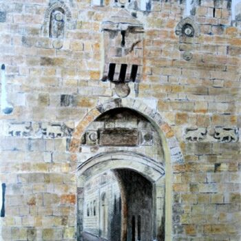 Painting titled "lions gate" by Bassel Olabi, Original Artwork, Oil