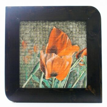 Printmaking titled "Mosaiic Poppy" by Bassel Olabi, Original Artwork, Engraving