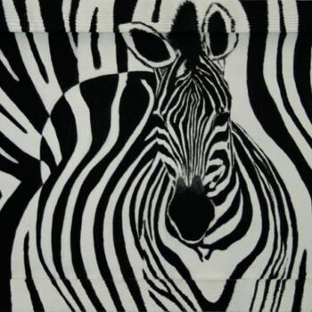 Painting titled "Zebra 2" by Bassel Olabi, Original Artwork, Oil