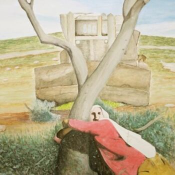 Painting titled "The Palestenian & T…" by Bassel Olabi, Original Artwork, Oil