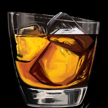 Arte digitale intitolato ""Whiskey Glass"" da Bastián Calderón., Opera d'arte originale, Pittura digitale