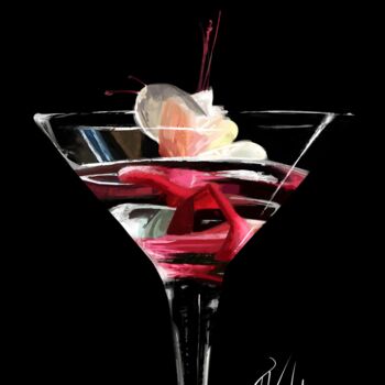 Цифровое искусство под названием ""Wine" Glass." - Bastián Calderón., Подлинное произведение искусства, Цифровая живопись