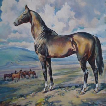 Painting titled "Horses 7" by Viktor Bastrykina, Original Artwork, Oil