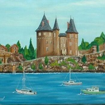Painting titled "Pornic le Chateau" by Michel Breuil, Original Artwork