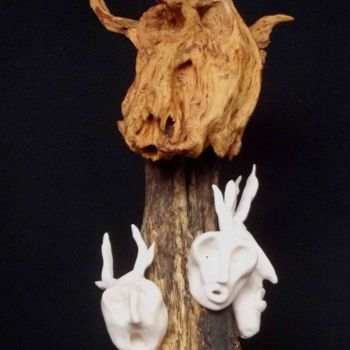 Sculpture titled "Des visages, des fi…" by Batich, Original Artwork, Ceramics