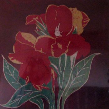Painting titled "Red Canna" by Pavni, Original Artwork