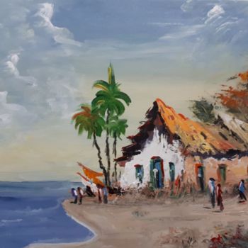 Pintura intitulada "Casa na Praia" por Batista, Obras de arte originais, Acrílico