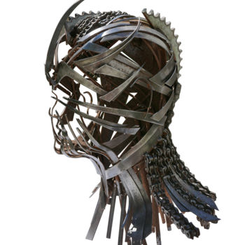Скульптура под названием "Tete_12" - Baudouin Soulis, Подлинное произведение искусства, Металлы