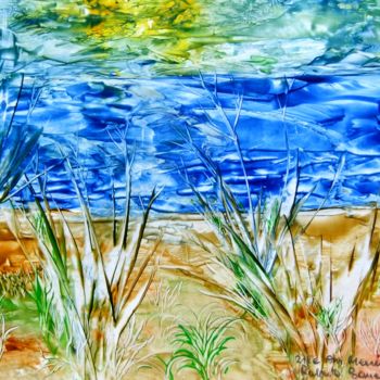 Painting titled "219e Am Meeresstran…" by Robert Bauer, Original Artwork, Encaustic