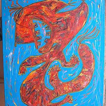 Картина под названием "Tigre" - Laurent Bavella, Подлинное произведение искусства, Масло