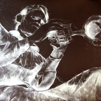 Painting titled "Improvisation in "B…" by Bayaro, Original Artwork, Chalk
