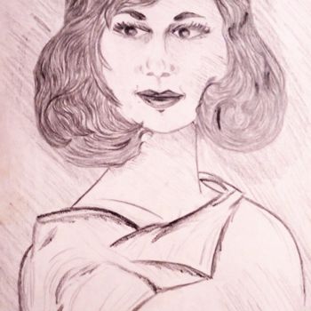 Drawing titled "Huguette" by Rose Mélicher, Original Artwork, Pencil