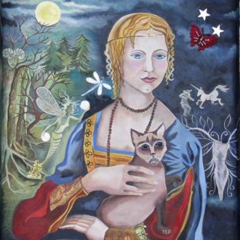 Pittura intitolato "La reine de la nuit" da Francoise Bazin, Opera d'arte originale
