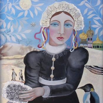 Schilderij getiteld "La princesse russe" door Francoise Bazin, Origineel Kunstwerk