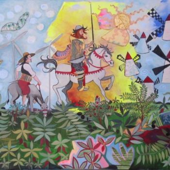 Schilderij getiteld "Don Quichotte" door Francoise Bazin, Origineel Kunstwerk