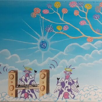 Malerei mit dem Titel "Tony in the sky" von Bazoocat, Original-Kunstwerk, Acryl