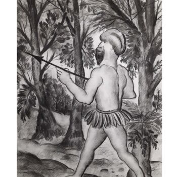 Dessin intitulée "The Hunter" par Balucharan Us, Œuvre d'art originale, Crayon