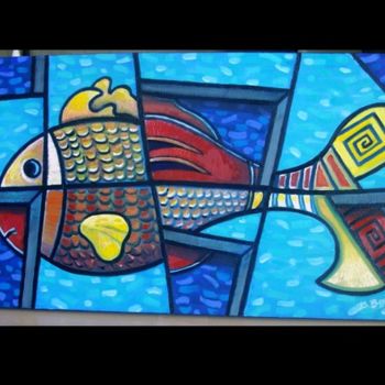 Painting titled "poisson" by Brice Beyer, Original Artwork, Oil