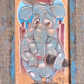 Estampas & grabados titulada "o elefante urbano" por Bboy Tattoo, Obra de arte original, Arte de mesa