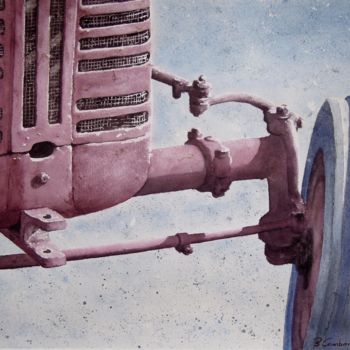 Malerei mit dem Titel "Farmall en goguette" von Bernard Camborde, Original-Kunstwerk, Aquarell