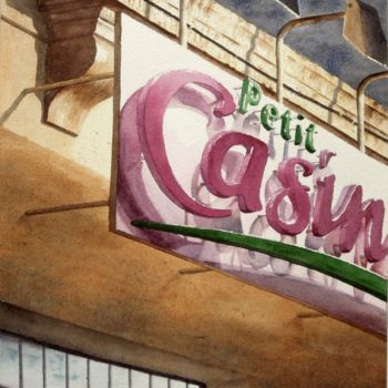 Painting titled "Petit casino" by Bernard Camborde, Original Artwork, Watercolor