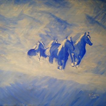 Pintura titulada "Alberta Wild Horses…" por B.Corey, Obra de arte original