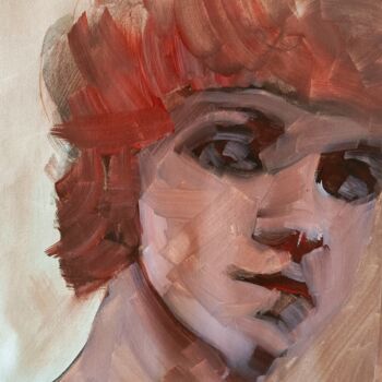 Pittura intitolato "Ritratto rosso" da Barbara Cortese, Opera d'arte originale, Olio