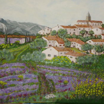 Painting titled "village provençal" by Bdan, Original Artwork, Oil