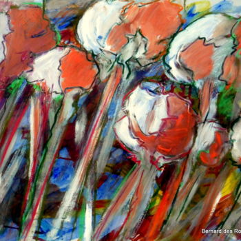 Malarstwo zatytułowany „Fleurs ou arbres 2” autorstwa Bernard Des Roseaux, Oryginalna praca, Akryl Zamontowany na Panel drew…