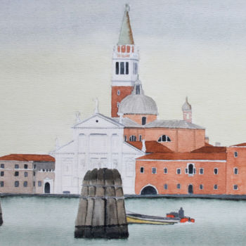 Peinture intitulée "San Giorgio Majore" par Benoit Donne, Œuvre d'art originale, Aquarelle