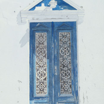Peinture intitulée "Porte Grecque" par Benoit Donne, Œuvre d'art originale, Aquarelle