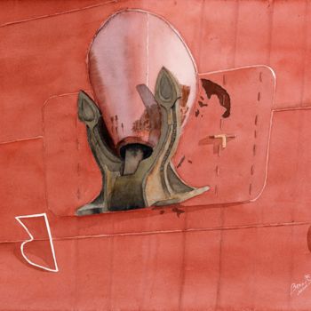 Peinture intitulée "Ancre Rouge" par Benoit Donne, Œuvre d'art originale, Aquarelle