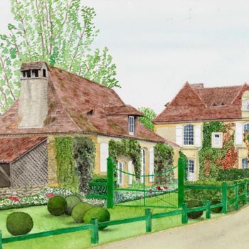 Painting titled "Vieux Logis" by Benoit Donne, Original Artwork, Watercolor